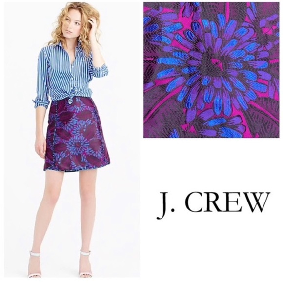 J. Crew Floral A Line Skirt (00) - Picture 2 of 4